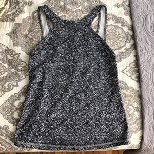 Blue and white patterned lulumeon tank